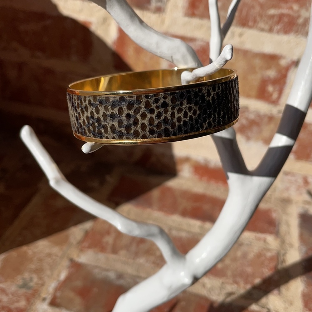 A. V. Max NYC Olive Snakeskin & Gold Bangle Bracelet